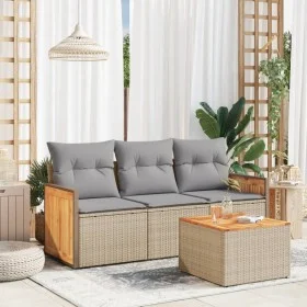 Garden sofa set with cushions 4 pieces beige synthetic rattan by , Garden sets - Ref: Foro24-3259847, Price: 268,08 €, Discou...
