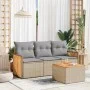 Gartensofa-Set mit Kissen, 4-teilig, beiges synthetisches Rattan von , Gartensets - Ref: Foro24-3259847, Preis: 267,92 €, Rab...