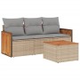 Gartensofa-Set mit Kissen, 4-teilig, beiges synthetisches Rattan von , Gartensets - Ref: Foro24-3259847, Preis: 255,02 €, Rab...