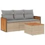 Gartensofa-Set mit Kissen, 4-teilig, beiges synthetisches Rattan von , Gartensets - Ref: Foro24-3259847, Preis: 267,92 €, Rab...