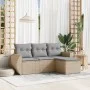 Garden sofa set with cushions 4 pieces beige synthetic rattan by , Garden sets - Ref: Foro24-3253606, Price: 282,39 €, Discou...
