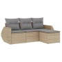 Gartensofa-Set mit Kissen, 4-teilig, beiges synthetisches Rattan von , Gartensets - Ref: Foro24-3253606, Preis: 288,44 €, Rab...