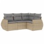 Juego de sofás jardín con cojines 4 pzas ratán sintético beige de , Conjuntos de jardín - Ref: Foro24-3253646, Precio: 318,23...