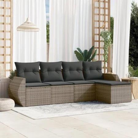 Gartensofa-Set mit Kissen, 5-teilig, graues synthetisches Rattan von , Gartensets - Ref: Foro24-3253627, Preis: 325,25 €, Rab...