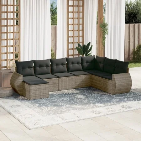 8-teiliges Gartensofa-Set und graue synthetische Rattankissen von , Gartensets - Ref: Foro24-3254097, Preis: 501,46 €, Rabatt: %
