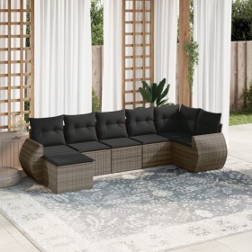 7-piece garden sofa set with gray PE rattan cushions by , Garden sets - Ref: Foro24-3254017, Price: 467,00 €, Discount: %