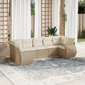 7-piece garden sofa set and beige synthetic rattan cushions by , Garden sets - Ref: Foro24-3254125, Price: 522,61 €, Discount: %