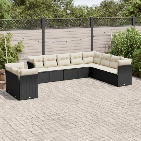 Garden sofa set 10 pieces with black synthetic rattan cushions by , Garden sets - Ref: Foro24-3217856, Price: 605,27 €, Disco...