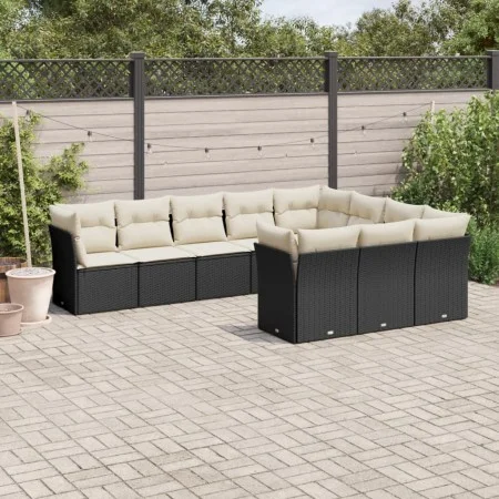 Garden sofa set 10 pieces with black synthetic rattan cushions by , Garden sets - Ref: Foro24-3218216, Price: 596,13 €, Disco...