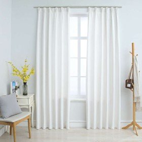 Cortinas opacas con ganchos 2 piezas blanco crudo 140x225 cm Cortinas opacas con ganchos 2 piezas blanco crudo 140x225 cm