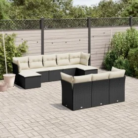 Gartensofa-Set 10-teilig mit schwarzen synthetischen Rattankissen von , Gartensets - Ref: Foro24-3218326, Preis: 567,56 €, Ra...