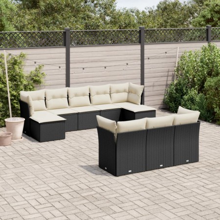 Garden sofa set 10 pieces with black synthetic rattan cushions by , Garden sets - Ref: Foro24-3218326, Price: 521,68 €, Disco...