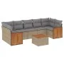 Gartensofa-Set mit beigen Kissen 8 Stück PE-Rattan von , Gartensets - Ref: Foro24-3227494, Preis: 528,29 €, Rabatt: %