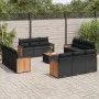 Garden sofa and cushion set 13 pieces black synthetic rattan by , Garden sets - Ref: Foro24-3227518, Price: 908,38 €, Discoun...