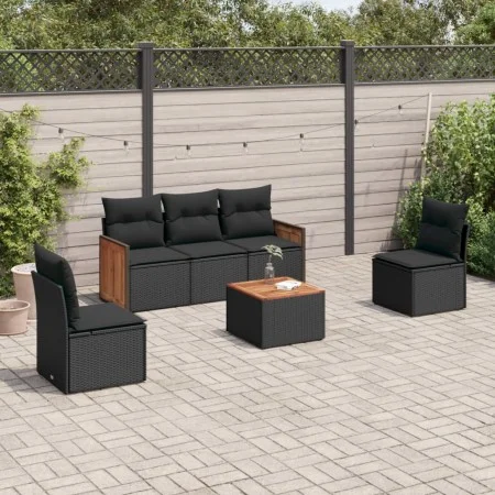 6-piece garden sofa set and black synthetic rattan cushions by , Garden sets - Ref: Foro24-3227532, Price: 347,27 €, Discount: %