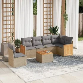 Set sofás de jardín 7 piezas y cojines ratán sintético beige de , Conjuntos de jardín - Ref: Foro24-3227704, Precio: 450,39 €...