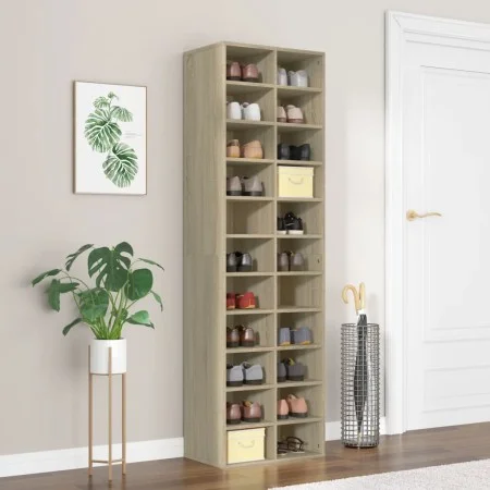 Plywood shoe cabinet in oak color 54x34x183cm by vidaXL, Shoe racks and shoe organizers - Ref: Foro24-800372, Price: 136,14 €...