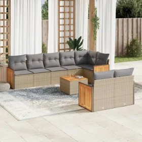 9-teiliges Gartensofa-Set mit beigen synthetischen Rattankissen von , Gartensets - Ref: Foro24-3227837, Preis: 607,42 €, Raba...