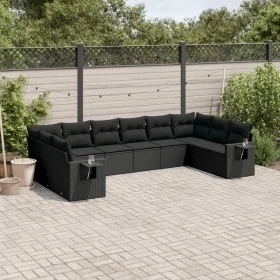 Garden sofa set 10 pieces with black synthetic rattan cushions by , Garden sets - Ref: Foro24-3220664, Price: 683,94 €, Disco...