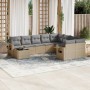 Gartensofa-Set mit beigen Kissen, 10-teilig, synthetisches Rattan von , Gartensets - Ref: Foro24-3220658, Preis: 589,69 €, Ra...