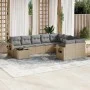 Gartensofa-Set mit beigen Kissen, 10-teilig, synthetisches Rattan von , Gartensets - Ref: Foro24-3220658, Preis: 609,71 €, Ra...
