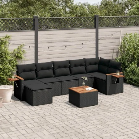 8-piece garden sofa set and black synthetic rattan cushions by , Garden sets - Ref: Foro24-3227035, Price: 511,14 €, Discount: %