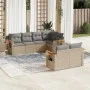7-teiliges Gartensofa-Set und beigefarbene synthetische Rattankissen von , Gartensets - Ref: Foro24-3226983, Preis: 506,01 €,...