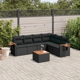 7-piece garden dining set and black synthetic rattan cushions by , Garden sets - Ref: Foro24-3226846, Price: 465,74 €, Discou...