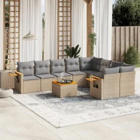 Gartensofa-Set mit beigen Kissen, 10-teilig, synthetisches Rattan von , Gartensets - Ref: Foro24-3227151, Preis: 613,16 €, Ra...