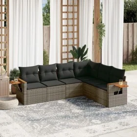 6-piece garden furniture set and gray synthetic rattan cushions by , Garden sets - Ref: Foro24-3226844, Price: 382,53 €, Disc...