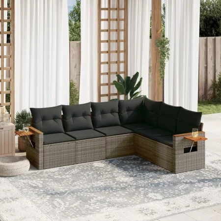 6-teiliges Gartenmöbel-Set und graue synthetische Rattankissen von , Gartensets - Ref: Foro24-3226844, Preis: 382,53 €, Rabat...