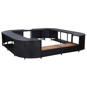 Square edge whirlpool bathtub black PE rattan 268x268x55 cm by vidaXL, Pool and spa accessories - Ref: Foro24-46073, Price: 5...