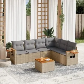 7-piece garden sofa set and beige synthetic rattan cushions by , Garden sets - Ref: Foro24-3226850, Price: 449,01 €, Discount: %