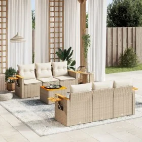 7-piece garden sofa set and beige synthetic rattan cushions by , Garden sets - Ref: Foro24-3226632, Price: 571,57 €, Discount: %
