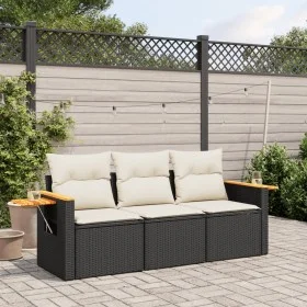 Garden sofa set with cushions 3 pieces black synthetic rattan by , Garden sets - Ref: Foro24-3226595, Price: 211,51 €, Discou...