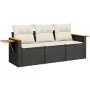 Gartensofa-Set mit Kissen, 3-teilig, schwarzes synthetisches Rattan von , Gartensets - Ref: Foro24-3226595, Preis: 210,16 €, ...
