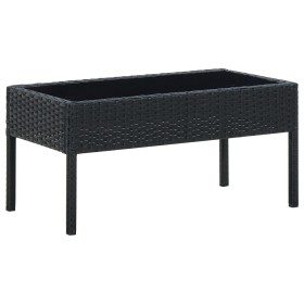 Mesa de jardín ratán sintético negro 75x40x37 cm de vidaXL, Mesas de jardín - Ref: Foro24-45904, Precio: 79,44 €, Descuento: %