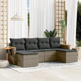 6-teiliges Gartenmöbel-Set und graue synthetische Rattankissen von , Gartensets - Ref: Foro24-3227061, Preis: 337,97 €, Rabat...