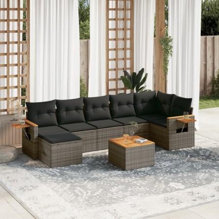 8-teiliges Gartensofa-Set und graue synthetische Rattankissen von , Gartensets - Ref: Foro24-3227040, Preis: 448,15 €, Rabatt: %