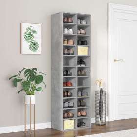 Mueble zapatero de contrachapada gris hormigón 80x35,5x180 cm