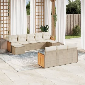 Garden sofa set with beige cushions 10 pieces synthetic rattan by , Garden sets - Ref: Foro24-3228095, Price: 589,94 €, Disco...