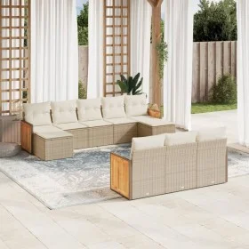 Gartensofa-Set mit beigen Kissen, 10-teilig, synthetisches Rattan von , Gartensets - Ref: Foro24-3228095, Preis: 653,05 €, Ra...