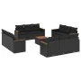 Garden sofa and cushion set 13 pieces black synthetic rattan by , Garden sets - Ref: Foro24-3258240, Price: 959,53 €, Discoun...