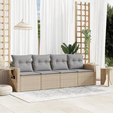 Gartensofa-Set mit Kissen, 4-teilig, beiges synthetisches Rattan von , Gartensets - Ref: Foro24-3252216, Preis: 281,86 €, Rab...