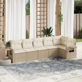 Gartensofa-Set mit Kissen, 6-teilig, beiges synthetisches Rattan von , Gartensets - Ref: Foro24-3252525, Preis: 455,24 €, Rab...