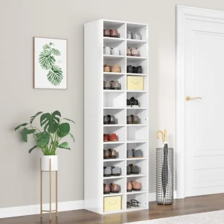 Glossy white chipboard shoe rack 54x34x183 cm by vidaXL, Shoe racks and shoe organizers - Ref: Foro24-800375, Price: 176,09 €...
