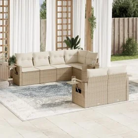 7-piece garden sofa set and beige synthetic rattan cushions by , Garden sets - Ref: Foro24-3252745, Price: 604,44 €, Discount: %