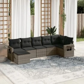 7-teiliges Gartensofa-Set mit grauen PE-Rattan-Kissen von , Gartensets - Ref: Foro24-3252817, Preis: 443,19 €, Rabatt: %