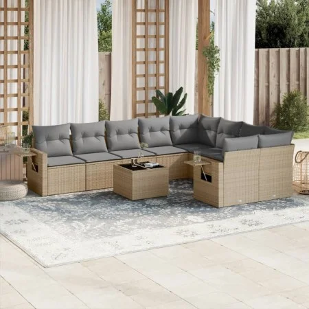 Garden sofa set with beige cushions 10 pieces synthetic rattan by , Garden sets - Ref: Foro24-3252986, Price: 663,01 €, Disco...