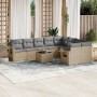 Gartensofa-Set mit beigen Kissen, 10-teilig, synthetisches Rattan von , Gartensets - Ref: Foro24-3252986, Preis: 675,88 €, Ra...